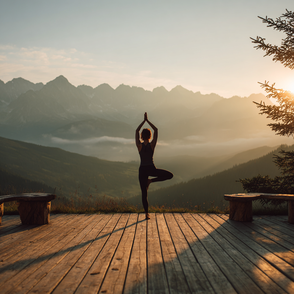 Жена практикува йога в спокойна обстановка